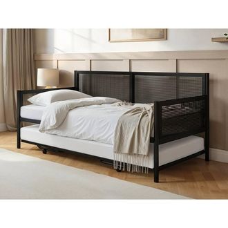 Flair Clay Metal Daybed with Trundle in Black | Size: Single