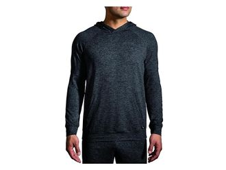 Brooks Luxe Hoodie Mens Clothing Heather Black : SM, Polyester/Spandex