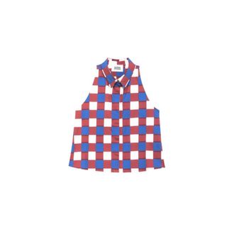 Alpha Studio Sleeveless Tops, female, Multicolor, Size: L Checked Sleeveless Top