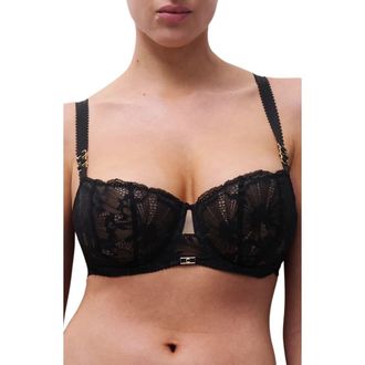Chantelle Muse Underwire Lace Unlined Demi Bra in Black at Nordstrom, Size 34E