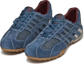 Geox Schn&uuml;rschuh GEOX U SNAKE ORIGINAL, Herren, Gr. 39, blau (hellblau), Leder, Textil, Schuhe Schn&uuml;rschuh, Schn&uuml;rschuh, Freizeitschuh, Trekking Sneaker mi