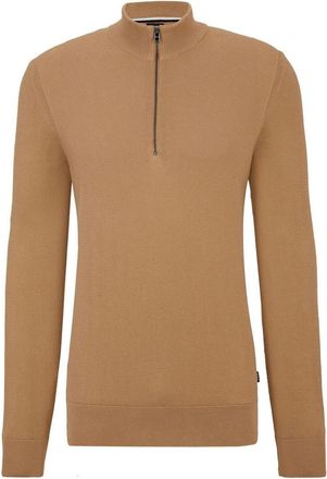 HUGO BOSS Mens P Quarter Zip Sweater in Beige - Size X-Large