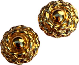 Saint Laurent YSL Vintage Gold Plated Couture Earrings
