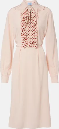 Prada Belted polka-dot silk midi dress