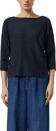 Comma 3/4 Arm-Pullover COMMA, Damen, Gr. 34, navy, Strick, Obermaterial: 62% Lyocell, 32% Baumwolle, 6% Polyester, Glitzermuster, bequem h&uuml;ftbedeckend, Rund
