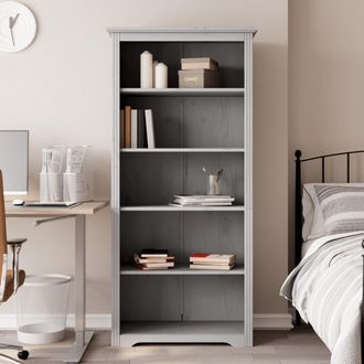 vidaXL Vidaxl - Librer&iacute;a Bodo 5 Estantes Madera Maciza Pino Gris 82x40x173 Cm
