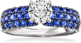 Ross-Simons Lab-Grown Diamond Ring With. Sapphires in 14kt White Gold