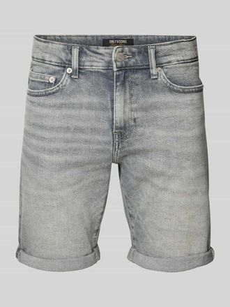 Only & Sons Regular Fit Jeansshorts aus Baumwoll-Mix Modell PLY MGD 8774 in Mittelgrau, Gr&ouml;&szlig;e XXL