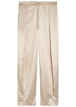 SIMKHAI Faye Side-slit Satin Trousers - Grey - S (UK8-10 / S)