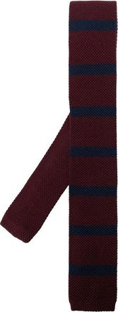 Brunello Cucinelli Mens Burgundy Striped Knit Tie