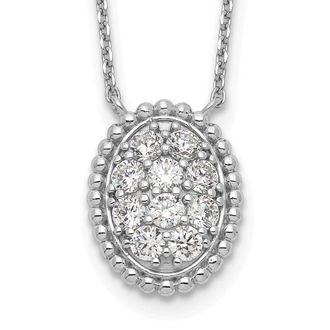 Diamond2Deal Sterling Silver 10 Stone Oval Cubic Zirconia Necklace 18
