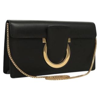 Ferragamo Pre-owned Clutches, female, Black, Size: ONE SIZE Pre-owned Leather Shoulder Bag