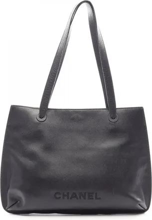 Chanel Black Grained Calfskin Handbag Tote Bag (Pre-Owned)
