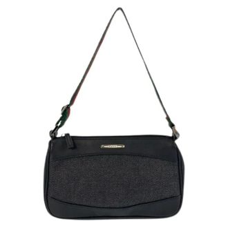 Gucci Pre-owned Shoulder Bags, female, Black, Size: ONE SIZE Pre-owned Canvas/Leather Handbag Accessory Pouch