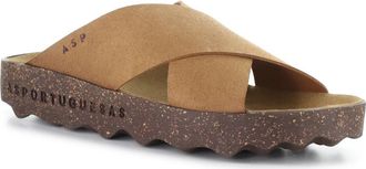 FLY London Cross Slide Sandal in Brown Suede at Nordstrom, Size 10-10.5Us