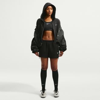 Nike Womens Studio Fleece Medium Weight Mid-Rise Shorts in Black | IR8313-001