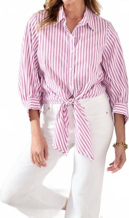 Karen Kane Frankie Stripe Tie-Front Top In Fuchsia
