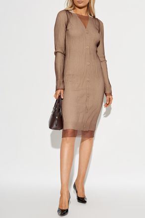 Maison Margiela Dress With Decorative Tulle, Womens, Beige