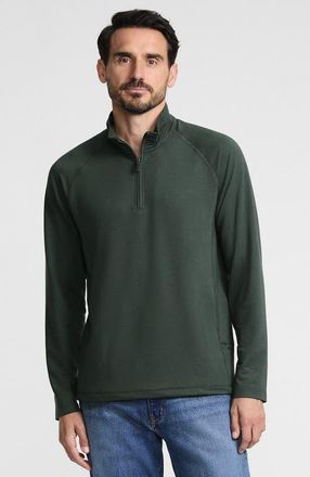 Lands End Long Sleeve Raglan Hybrid Quarter Zip in Evening Forest at Nordstrom, Size Xx-Large