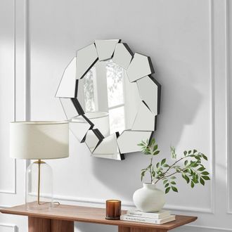 Furniturebox Jewel Medium Abstract Round Wall Mirror in Clear