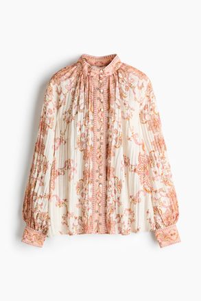 H&M Gecrinkelte Bluse - Rosa/Paisleymuster