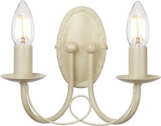 Loops Twin Wall Light Sconce Looped Metal Drapes Double Ivory Gold LED E14 60W Bulb