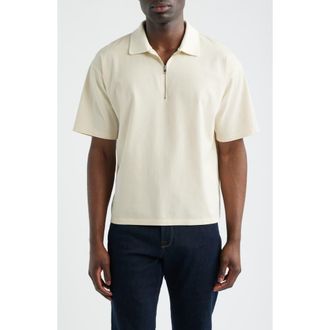 Frame Denim Half Zip Polo in Light Stone at Nordstrom, Size Xx-Large