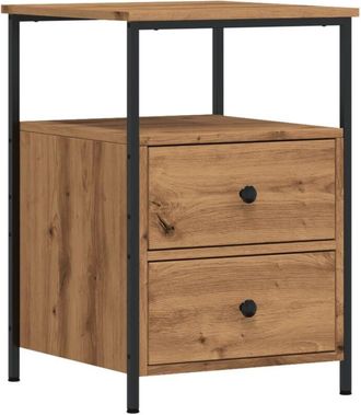 vidaXL Vidaxl - Mesita De Noche Madera Ingenier&iacute;a Roble Artisan 34x35,5x50 Cm