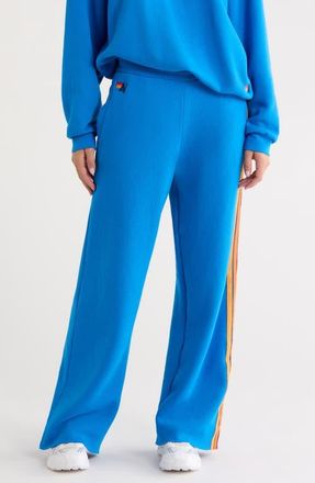 Aviator Nation 5-Stripe Wide Leg Sweatpants in Ocean at Nordstrom, Size X-Small
