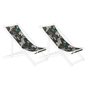 Beliani Conjunto De 2 Telas De Poli&eacute;ster Multicolor Para Tumbona De Jard&iacute;n Patr&oacute;n De Animal Moderno Exterior Anzio / Avellino