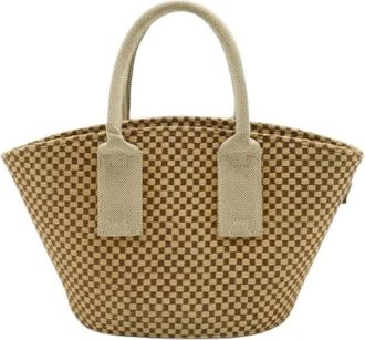 Herm&egrave;s Pre-owned Handbags, female, Brown, Size: ONE SIZE Pre-owned Panier de Plage PM Linen Tote Bag