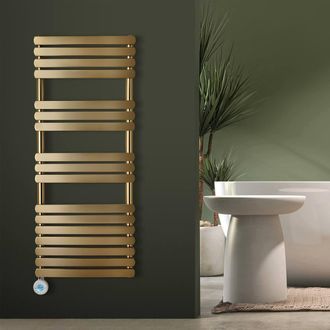 Eden Paris Rovente 1200W Electric Towel Smart Radiator in Brushed Brass in Metallic Gold
