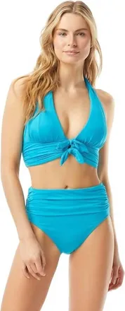 Carmen Marc Valvo Sunlit Seas Halter Top In Blue