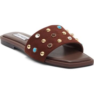 Steve Madden Lettie Studded Slide Sandal in Brown Suede at Nordstrom Rack, Size 7.5