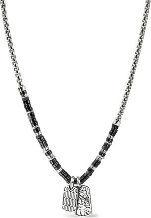 John Hardy sterling silver Heishi Tag onyx necklace - men - Sterling Silver/Onyx - 55