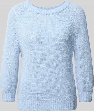 Monari Strickpullover mit Rundhalsausschnitt und 3/4-Arm in Hellblau, Gr&ouml;&szlig;e 34