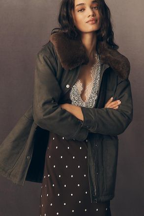 Rails Tessuto Faux Fur Collar Jacket