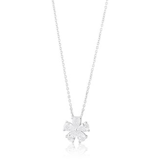 SHYMI Prong-Set Flower Necklace -.925 Sterling Silver, 14k Gold-Plated - Rhodium Plated, Cubic Zirconia, Adjustable Chain