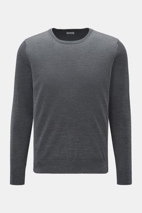 Braun Hamburg Men - Merino fine knit crew neck jumper grey melange