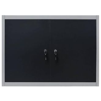 Berkfield Home Wall Mounted Tool Cabinet Industrial Style Metal Grey & Black