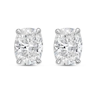 Diana M. Jewels 14Kt White Gold 3.00 cts Lab Grown Elongated Cushion Cut Diamond Studs