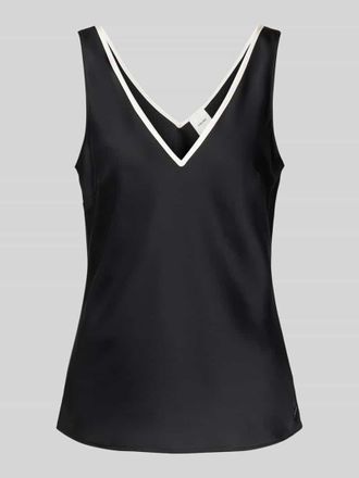 Calvin Klein Regular Fit Blusentop mit V-Ausschnitt in Black, Gr&ouml;&szlig;e 34