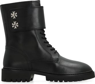 Tory Burch Turnlock Lug Boot - Dames - Veterlaarzen - Zwart - 37 EU - Leer - Schoenen