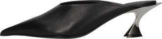 MUGLER Leren Kitten Mules - Dames - Muiltjes - Zwart - 35 EU - Leer - Schoenen