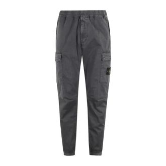 Stone Island Slim-fit Trousers, male, Gray, W30, Grey Trousers with Hidden Pockets