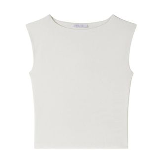 Patrizia Pepe Patrizia Pepe, Sleeveless Tops, female, White, Size: XS Modal Jersey T-Shirt with Slash Back Detail