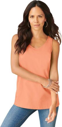 Roaman's Plus Size Cotton Scoopneck Tank Top in Orange Melon at Nordstrom, Size Small