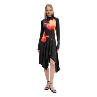 Desigual Kleedjes, Dames, Zwart, S, Katoen, Mila