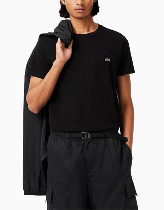 Lacoste Mens Lacoste Mens T Shirts TH6709 Crew Neck Top - Black - Size: 38