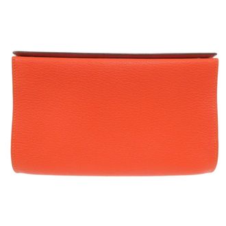 Herm&egrave;s Orange Chevre Leather Pouch (Pre-Owned)